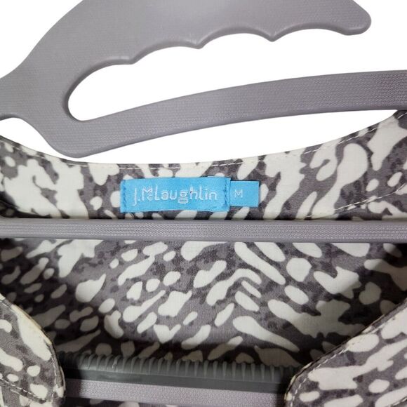 J. McLAUGHLIN Top Womens Medium Gray Silk Blend Split Neck 3/4 Balloon Sleeve - Picture 9 of 9